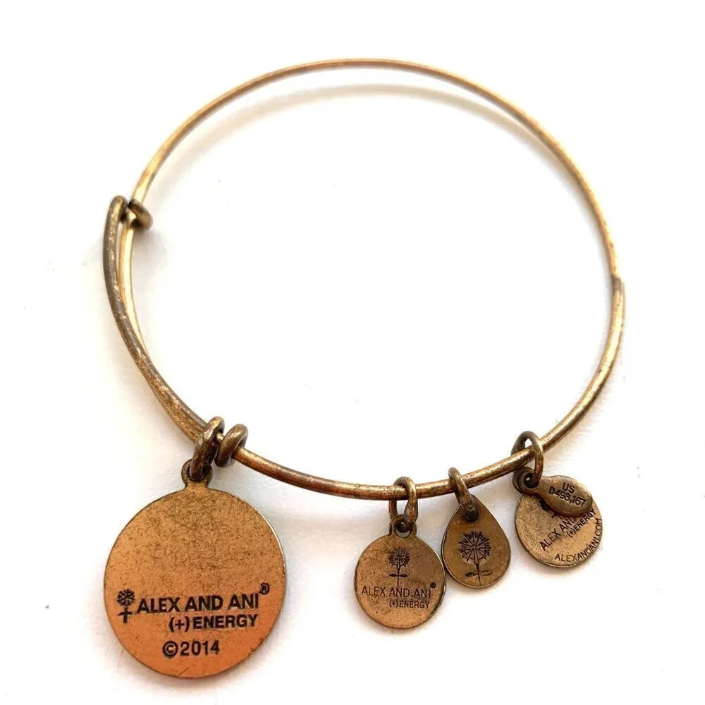 Alex and Ani Friend Flower Charm Bracelet Gold Finish - Expands 2